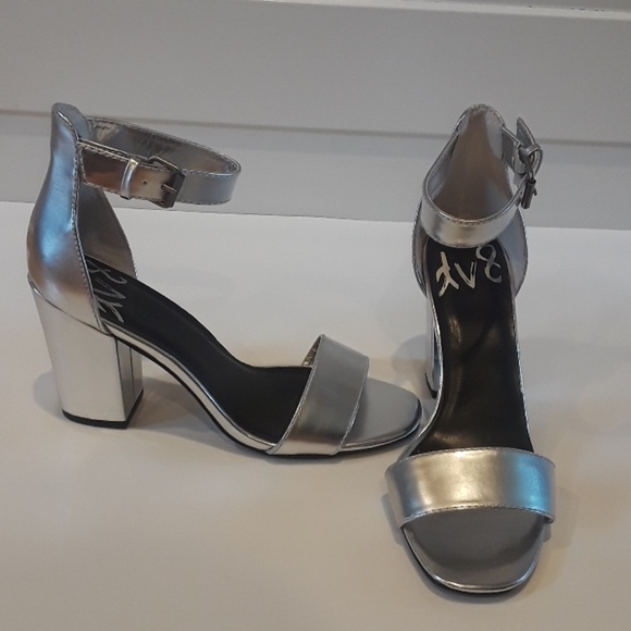 silver chunky high heels